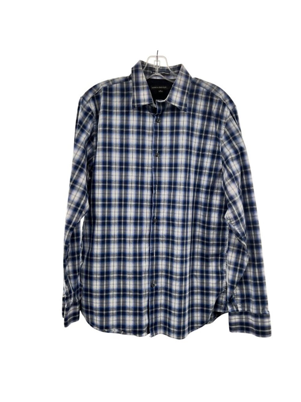 Banana Republic Men's Plaid Button Up Shirt Blue/White Size Medium